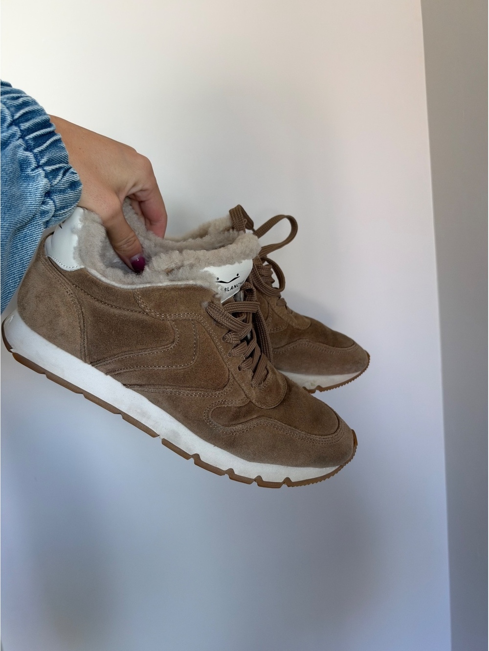 Voile Blanche Shearling Lined Suede Sneakers Women’s EU 40 Tan Brown